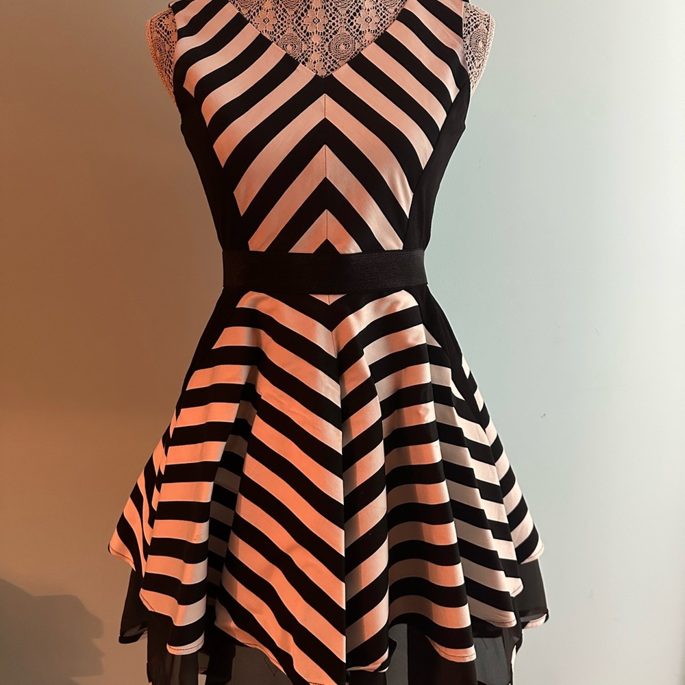 chevron v neck formal dress